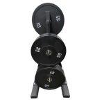 BUMPER PLATE NEGRO CON BLANCO 45 LBS N